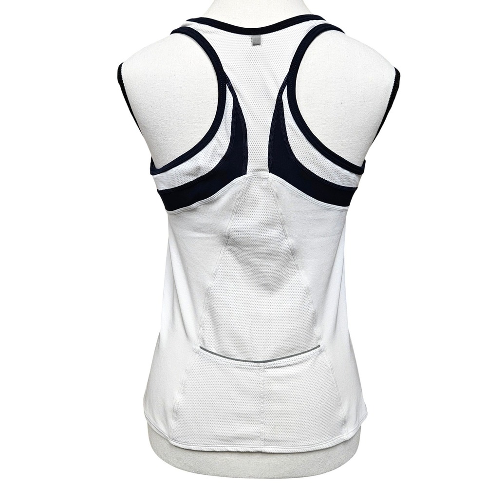 Nike Dri-FIT Racerback Tank Top Large White Black Piping Built-in Shelf Bra Gym - Picture 3 of 9